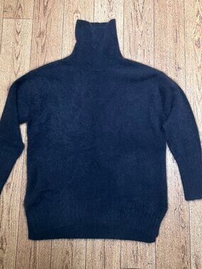 Navy Fuzzy Oversized Turtleneck Sweater OS